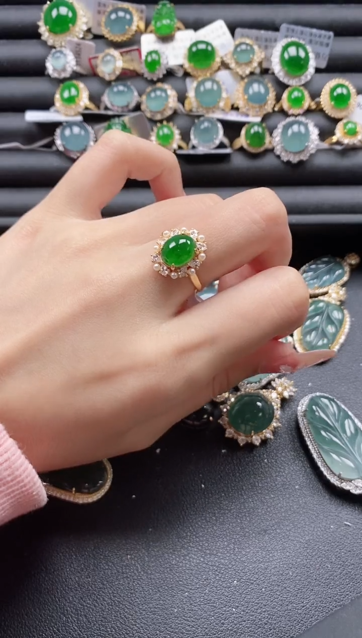 【闪购商品】翡翠戒指银S925镶嵌51151