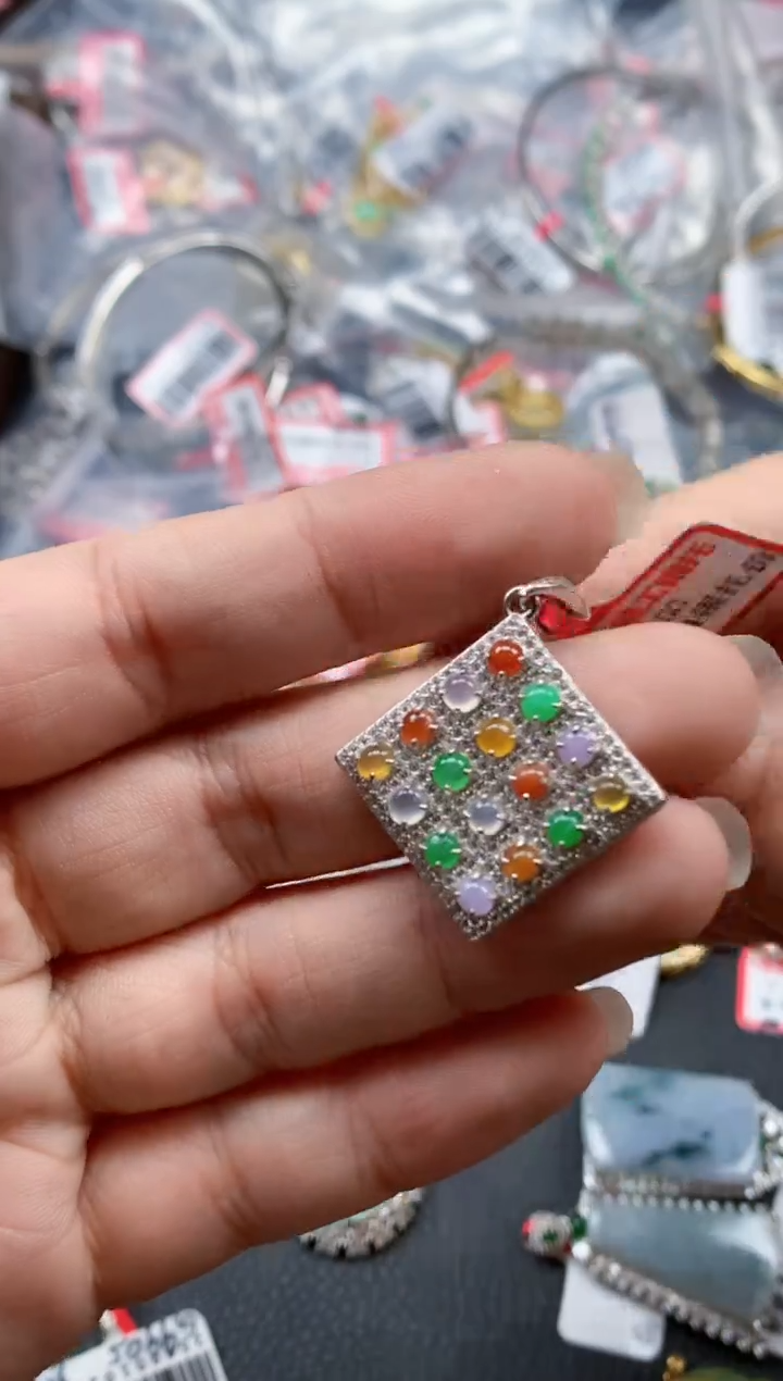 银S925镶嵌戒指翡翠天然A货缅甸翡翠