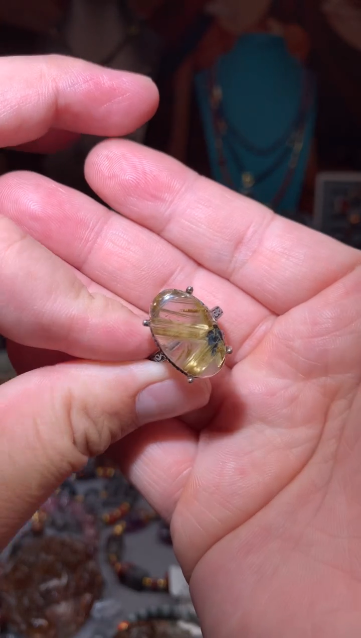 未镶嵌珠宝半成品水晶板钛晶戒指