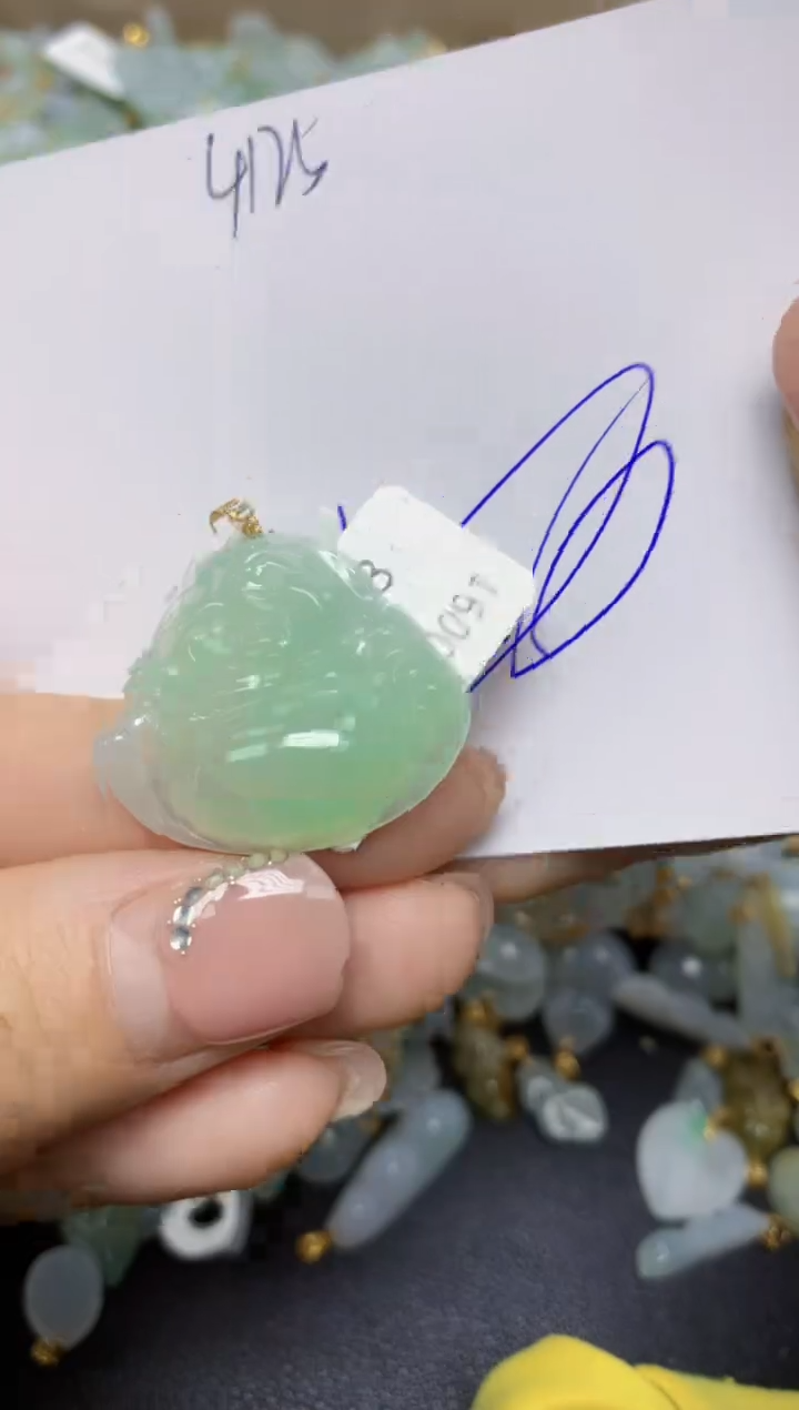 【闪购商品】翡翠挂件18K金镶嵌 天然翡翠A货