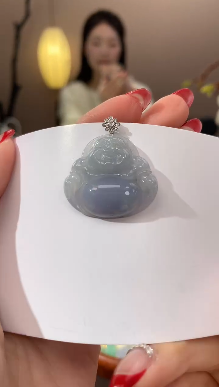 【闪购商品】翡翠颈饰18K金镶嵌天然缅甸a货翡翠