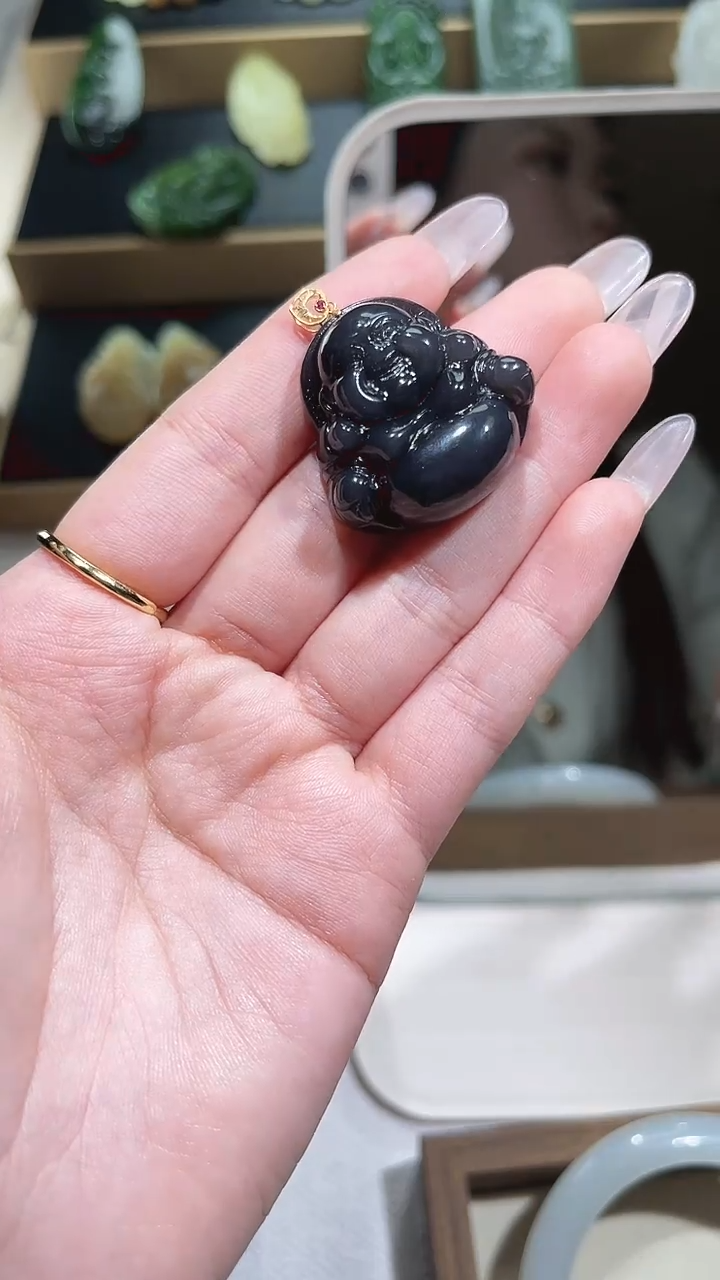 【闪购商品】和田玉颈饰18K金镶嵌DW紫佛公