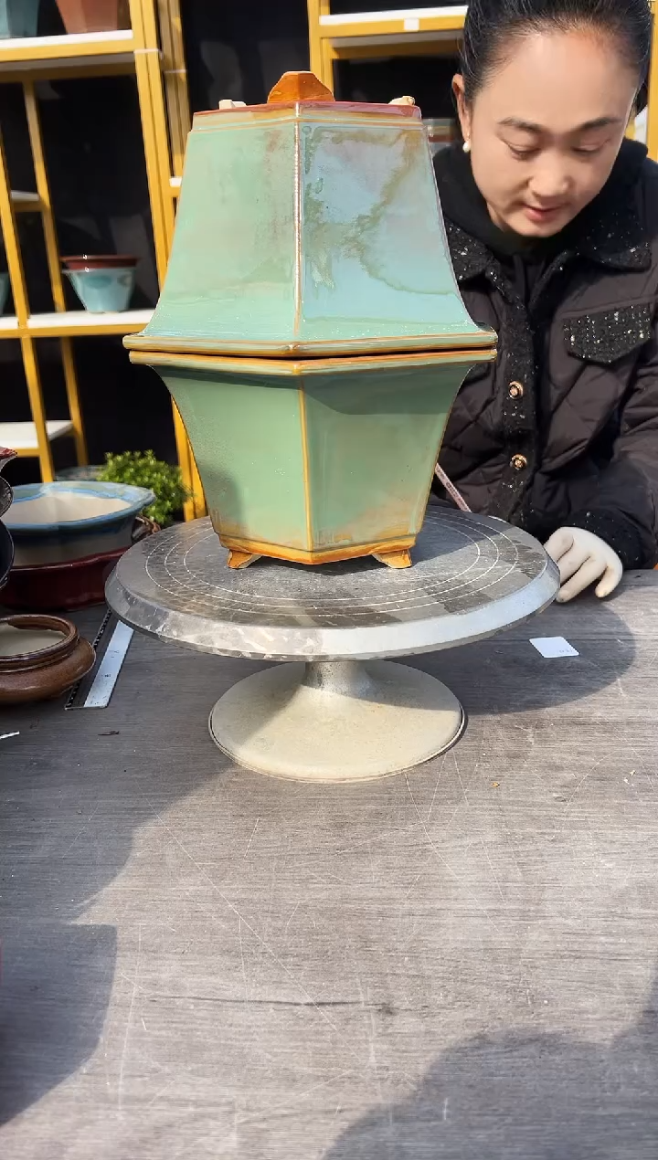 潮**海40号三足盆两只微瑕组合