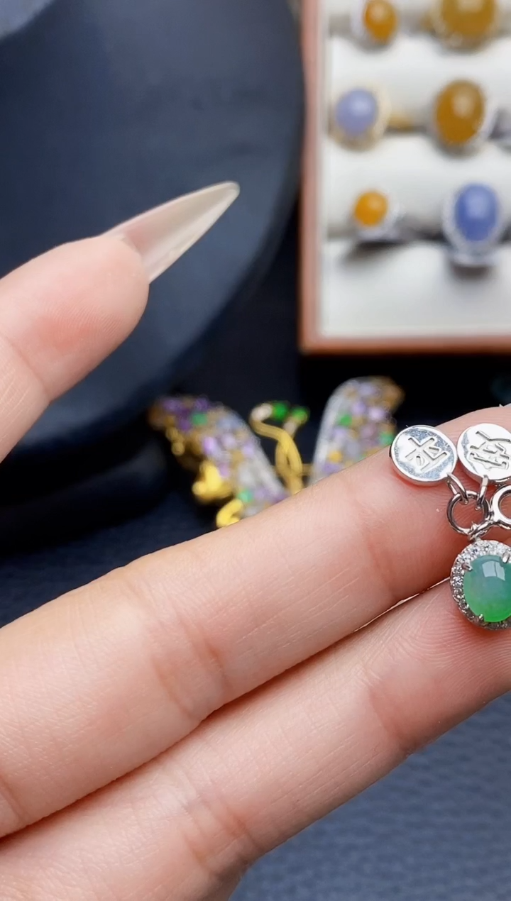 银S925镶嵌戒指翡翠2533