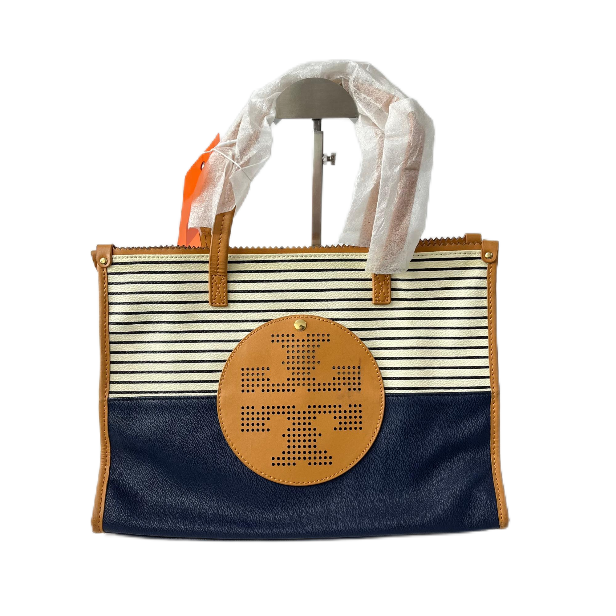 95新 TORY BURCH/汤丽柏琦 三拼色全皮大logo手提水桶包 Y-6068-A