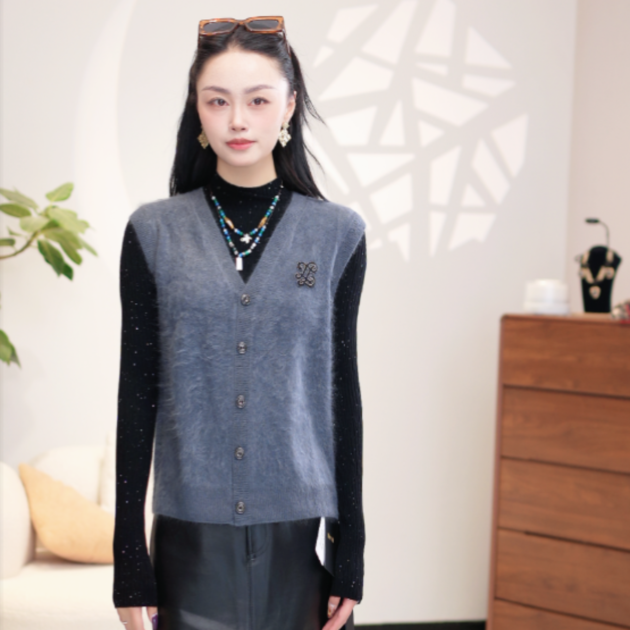 limil/丽米儿新款灰色针织马甲948014
