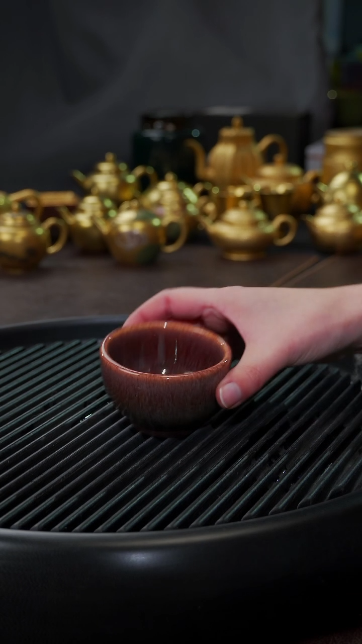 【闪购商品】杯【宜景窑天目釉红釉】小口杯