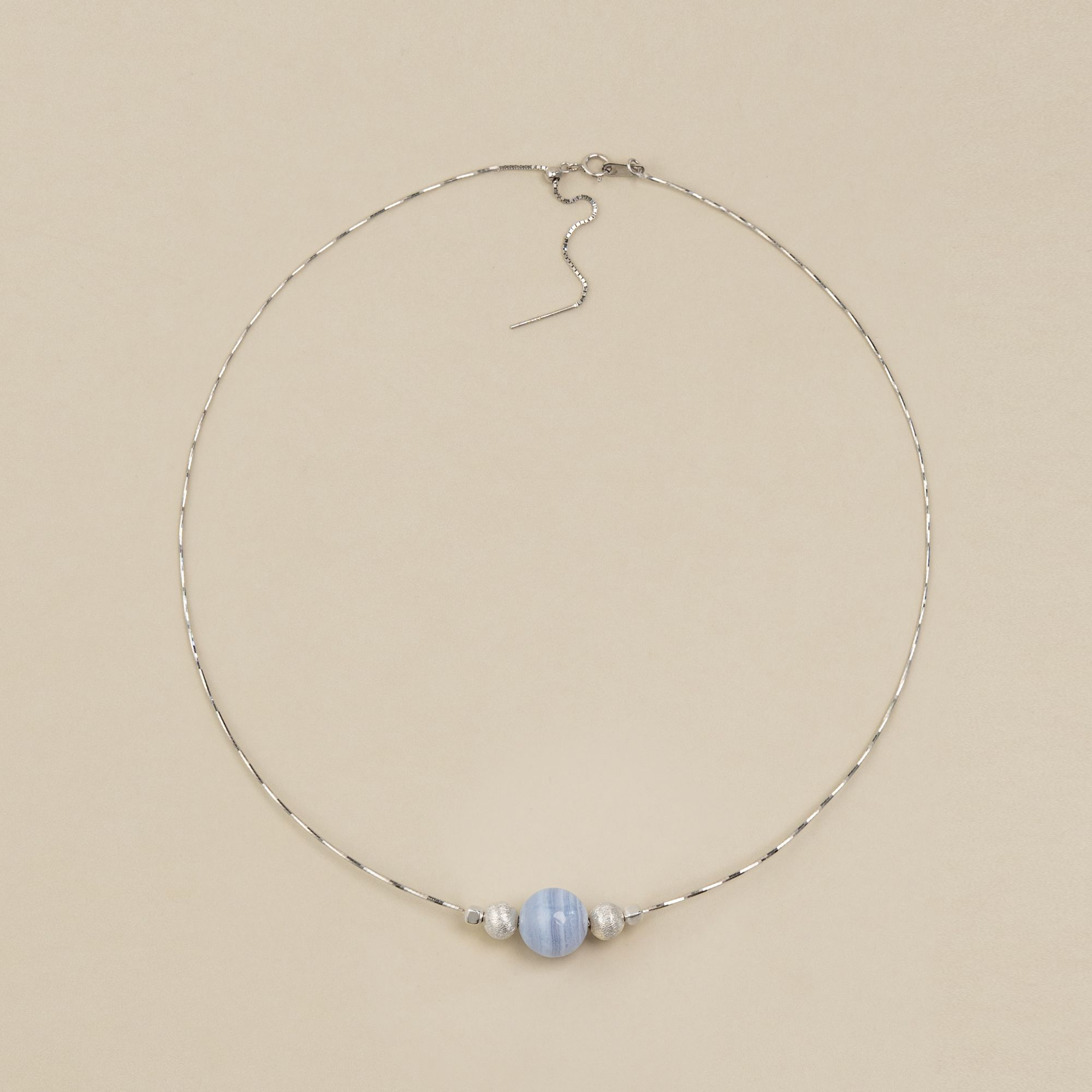 坠链均925银 【一片海】S925纯银镀金项圈手工银隔珠项链