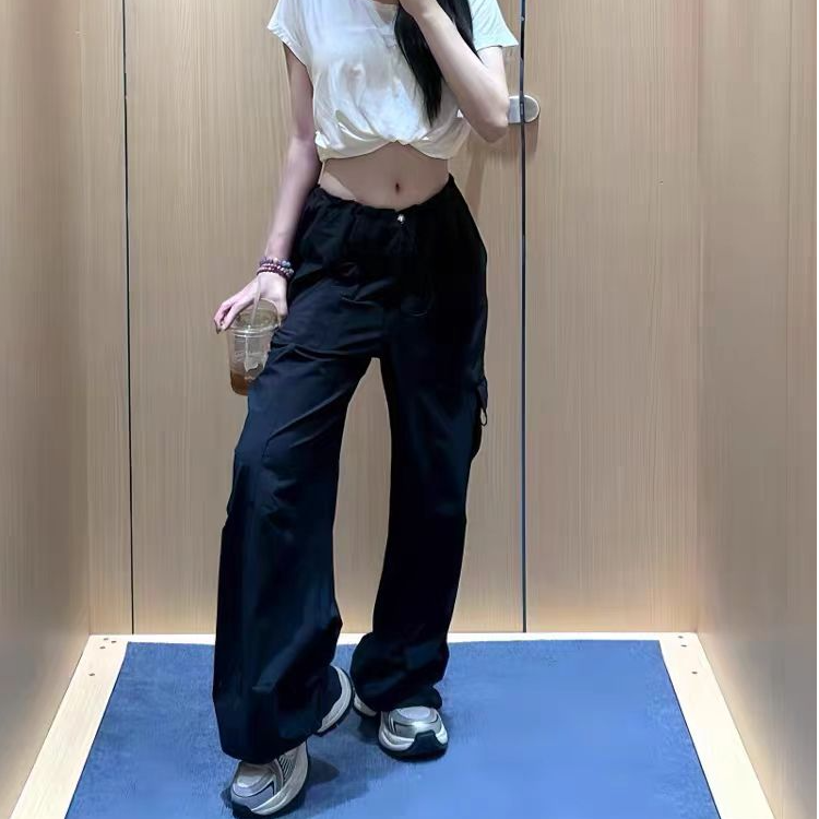 伞兵裤潮流口袋抽绳百搭工装裤子休闲裤运动显瘦2521