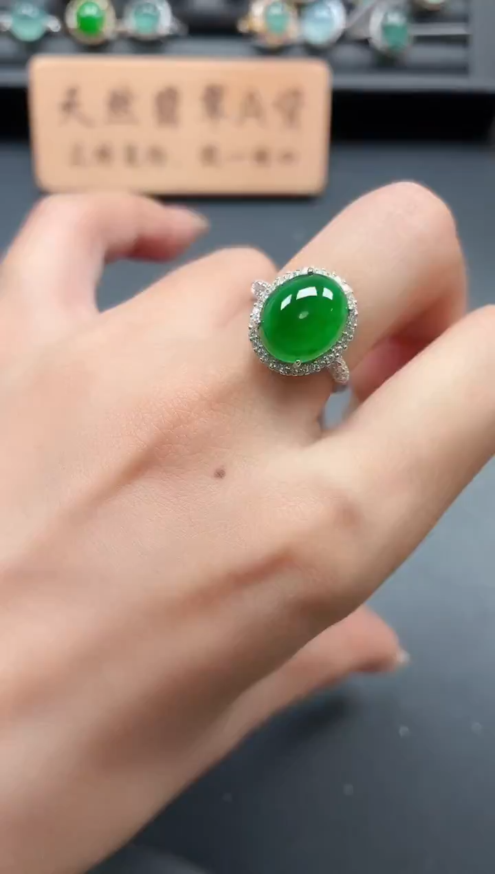 银S925镶嵌戒指翡翠11