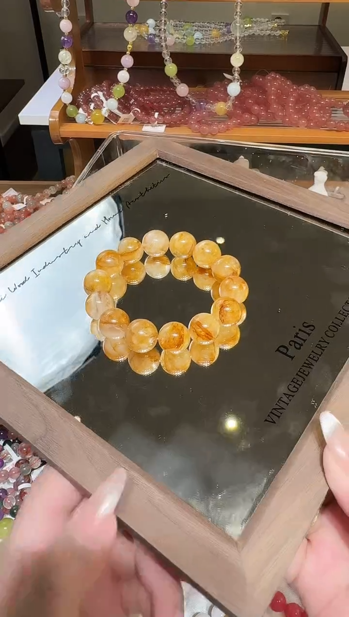 未镶嵌手链水晶黄胶花16mm