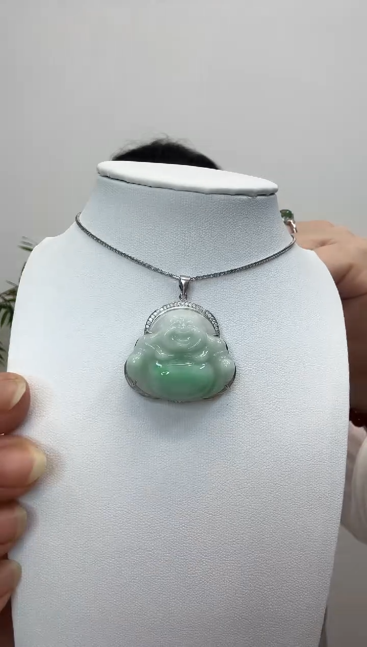 翡翠银S925镶嵌吊坠(赠链)佛公