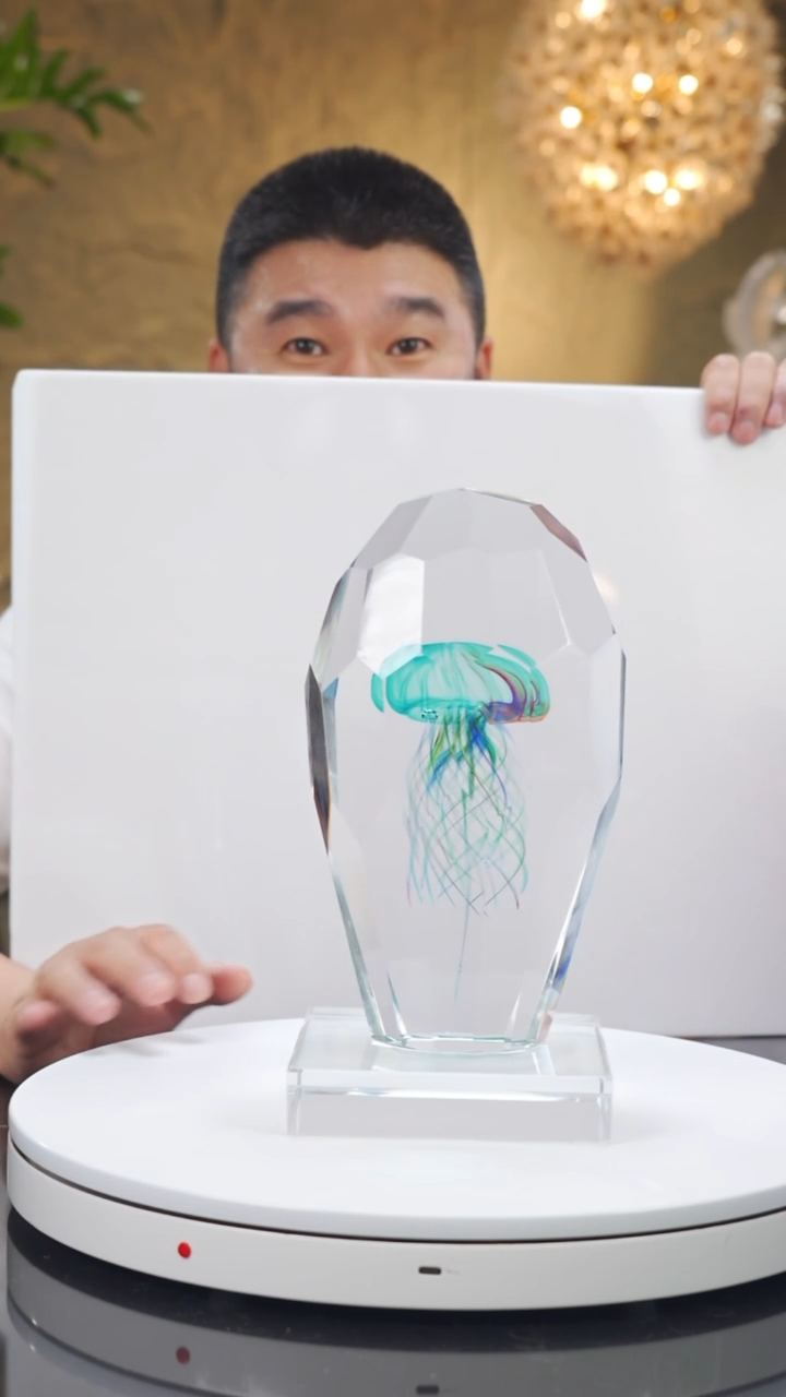 瓷片福利设计款蓝色水母摆件