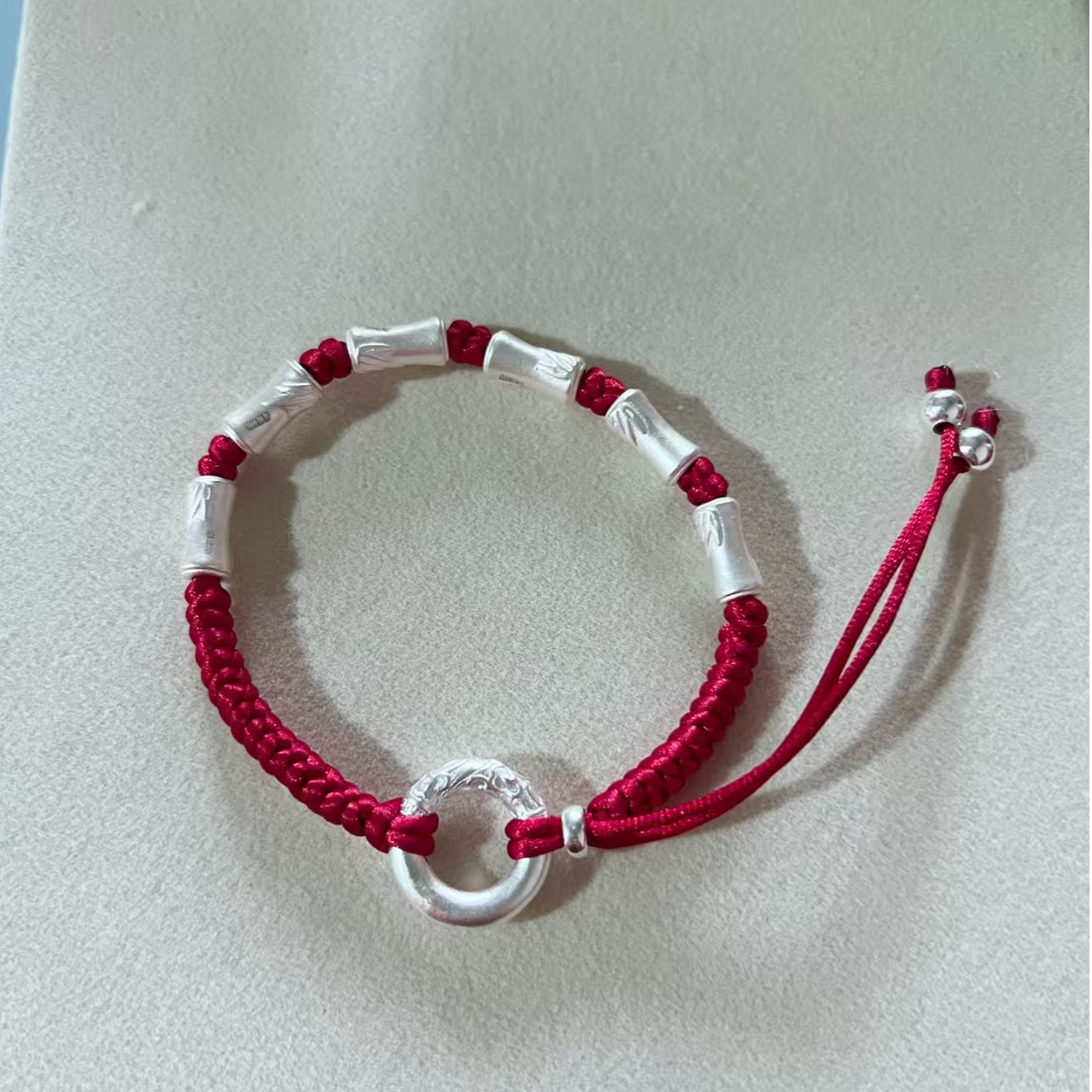 足银手链  足银999竹节平安扣国风手绳情侣节节高升百搭编绳礼物