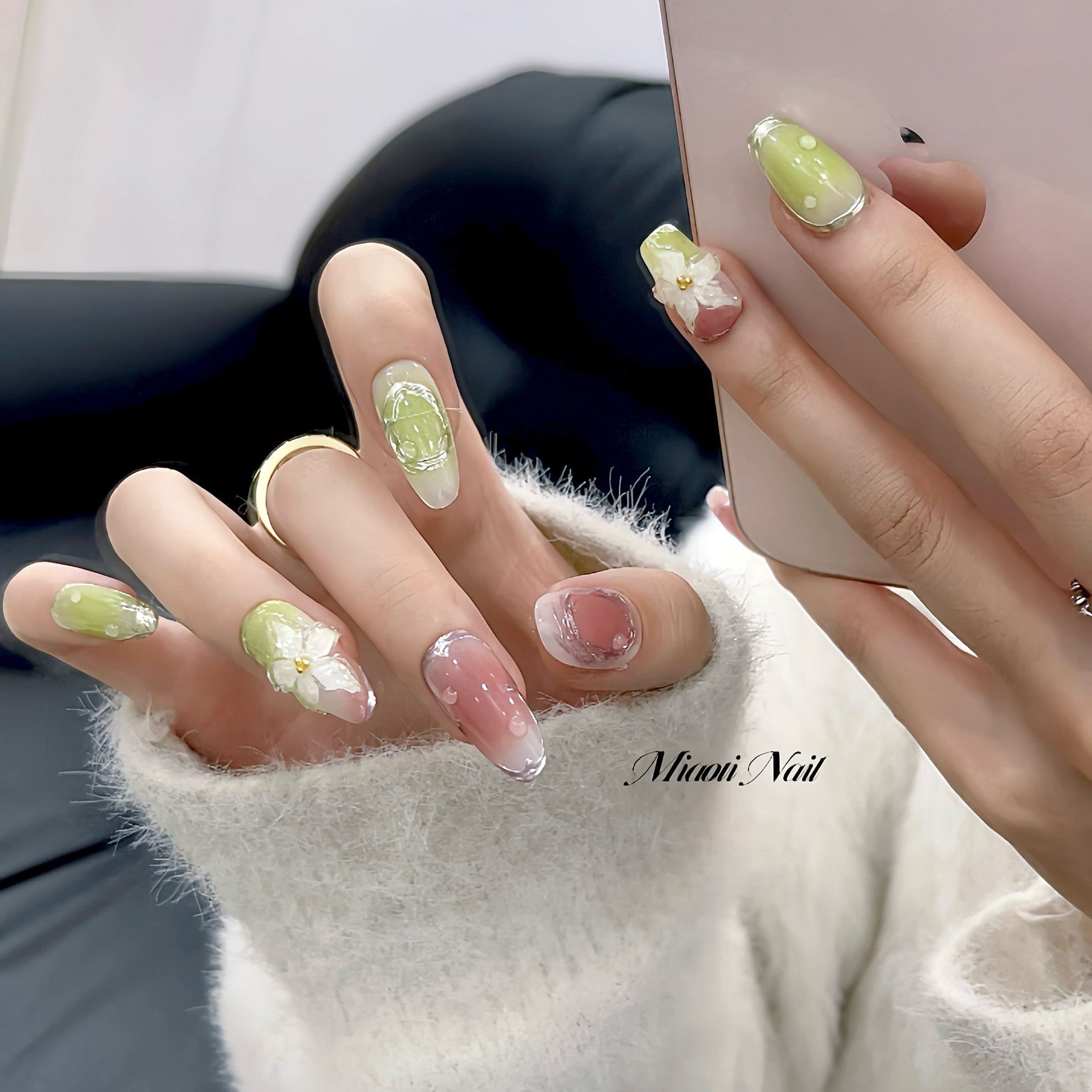 「绿野仙踪」珂拉Corela 手工雕花多巴胺夏日短甲纯手工穿戴甲