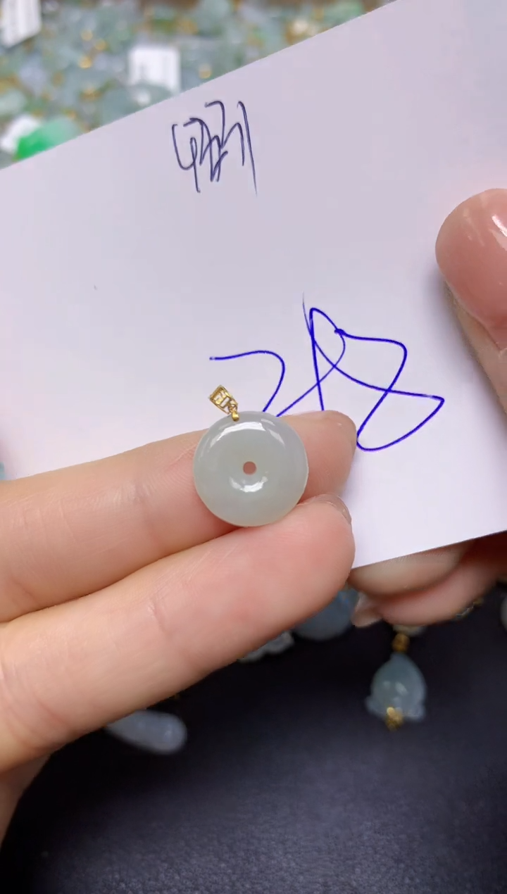 【闪购商品】翡翠挂件18K金镶嵌 天然翡翠A货