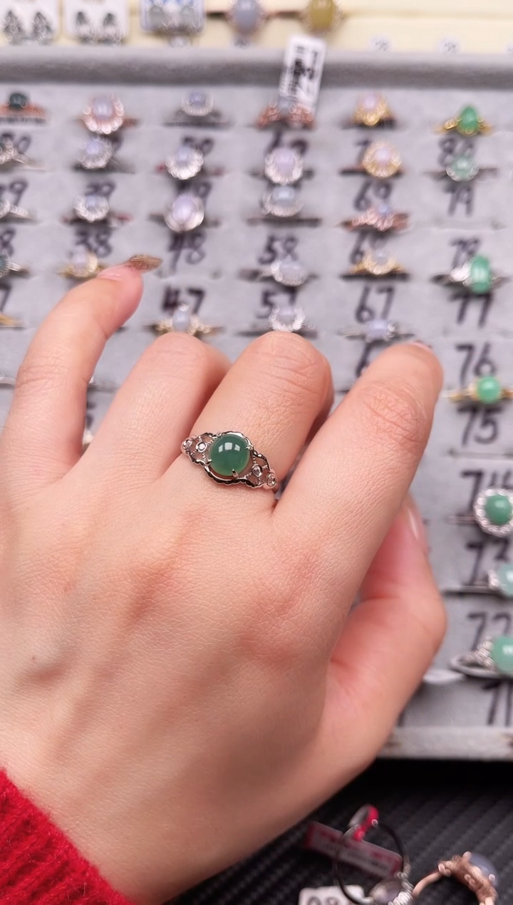 【闪购商品】翡翠戒指银S925镶嵌戒指11