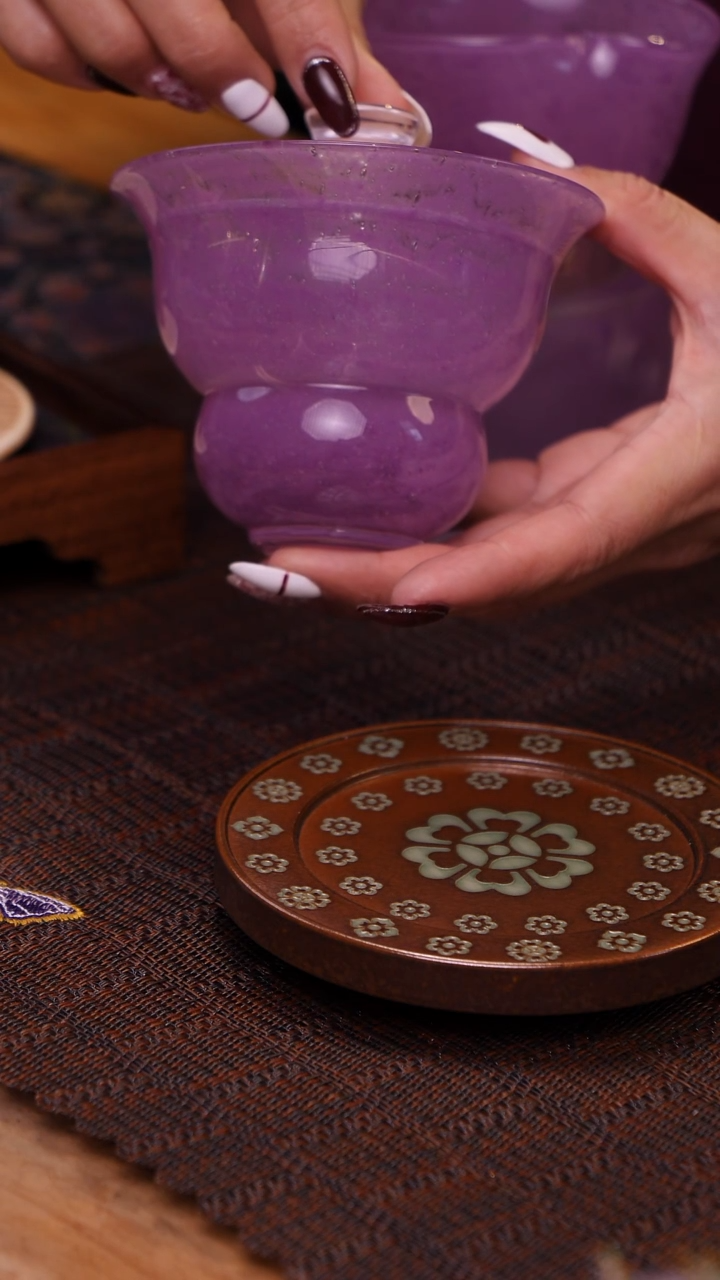 【闪购商品】紫琉璃葫芦二才盖碗