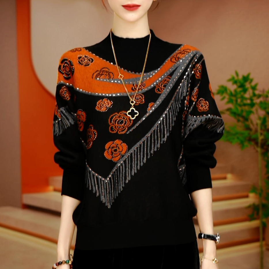 A251067-秋冬新款抗起球针织羊毛衫减龄洋气宽松女士气质时尚