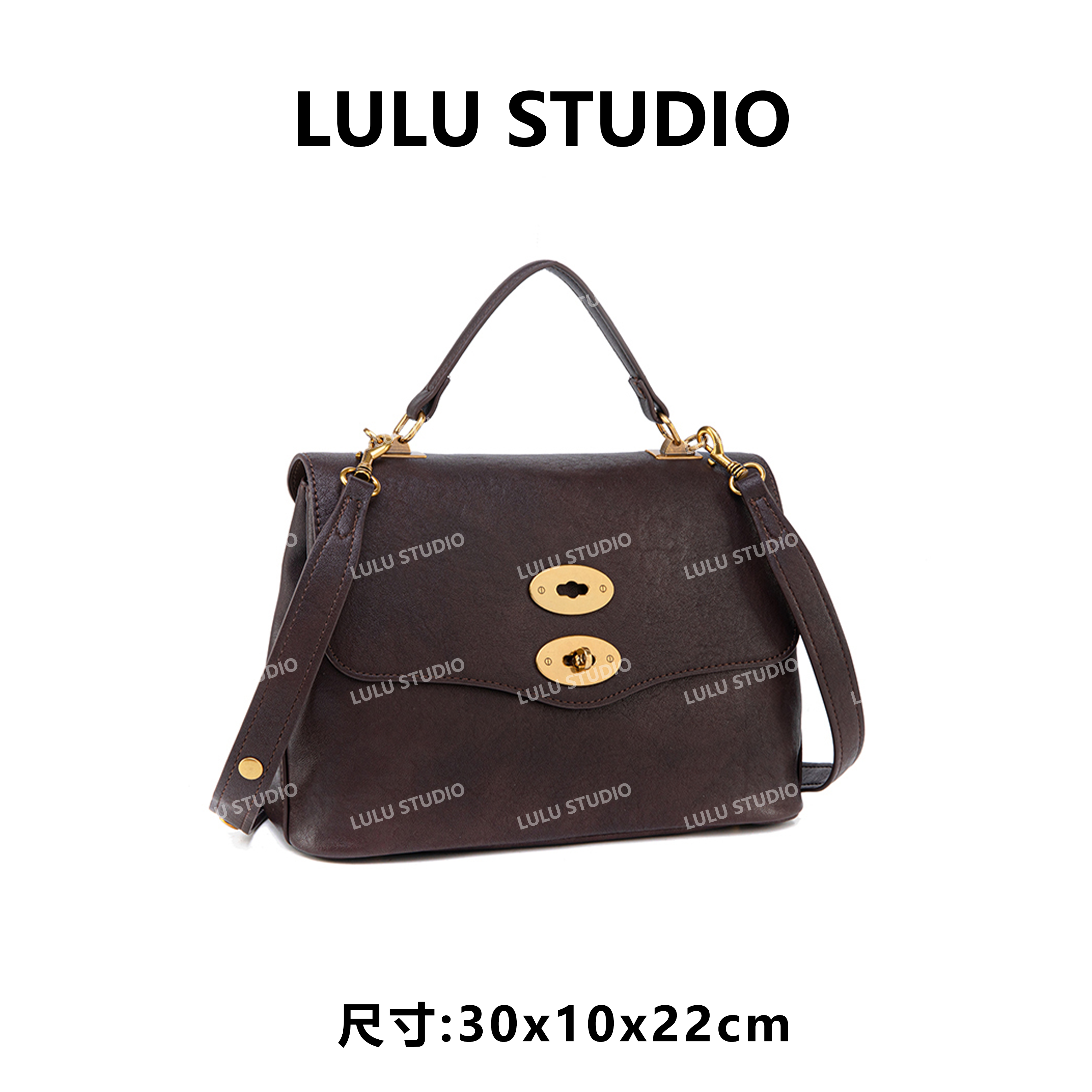 【LULU】QYX-98071-巧克力RAIN.CUN气质时尚百搭简约斜跨轻奢女包