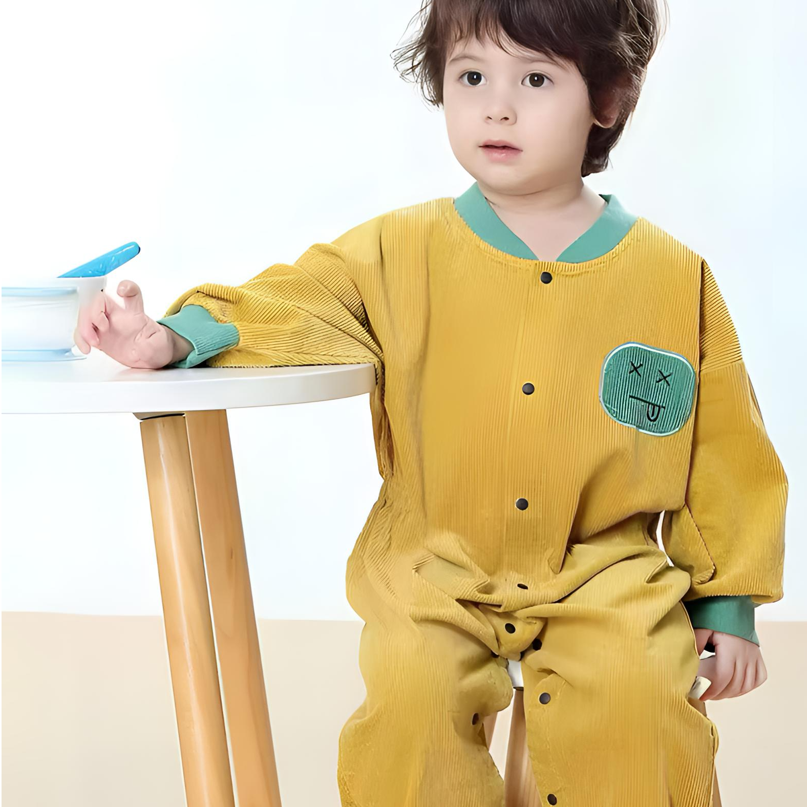 直播选款 纯棉灯芯绒连体罩衣宝宝爬服全身罩衣