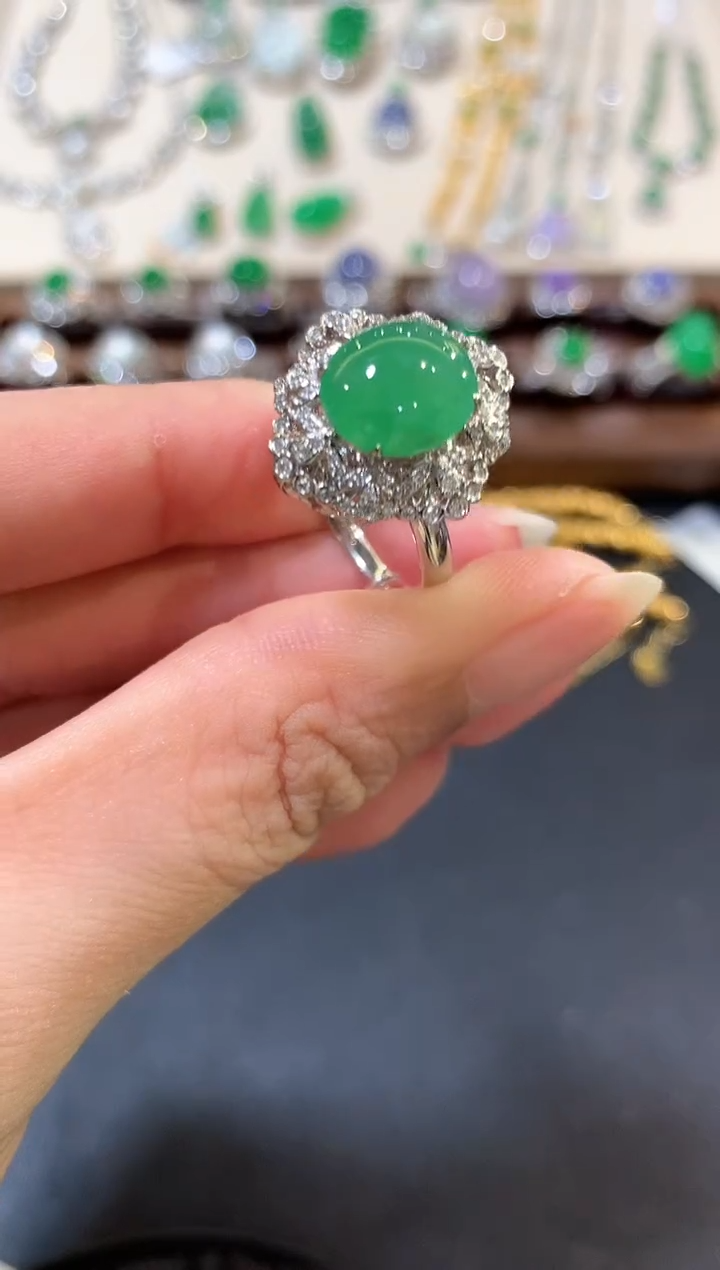 翡翠戒指18K金镶嵌b91   