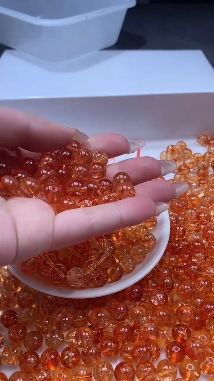 颈饰未镶嵌水晶W1720金橙色碧玺10mm*10颗