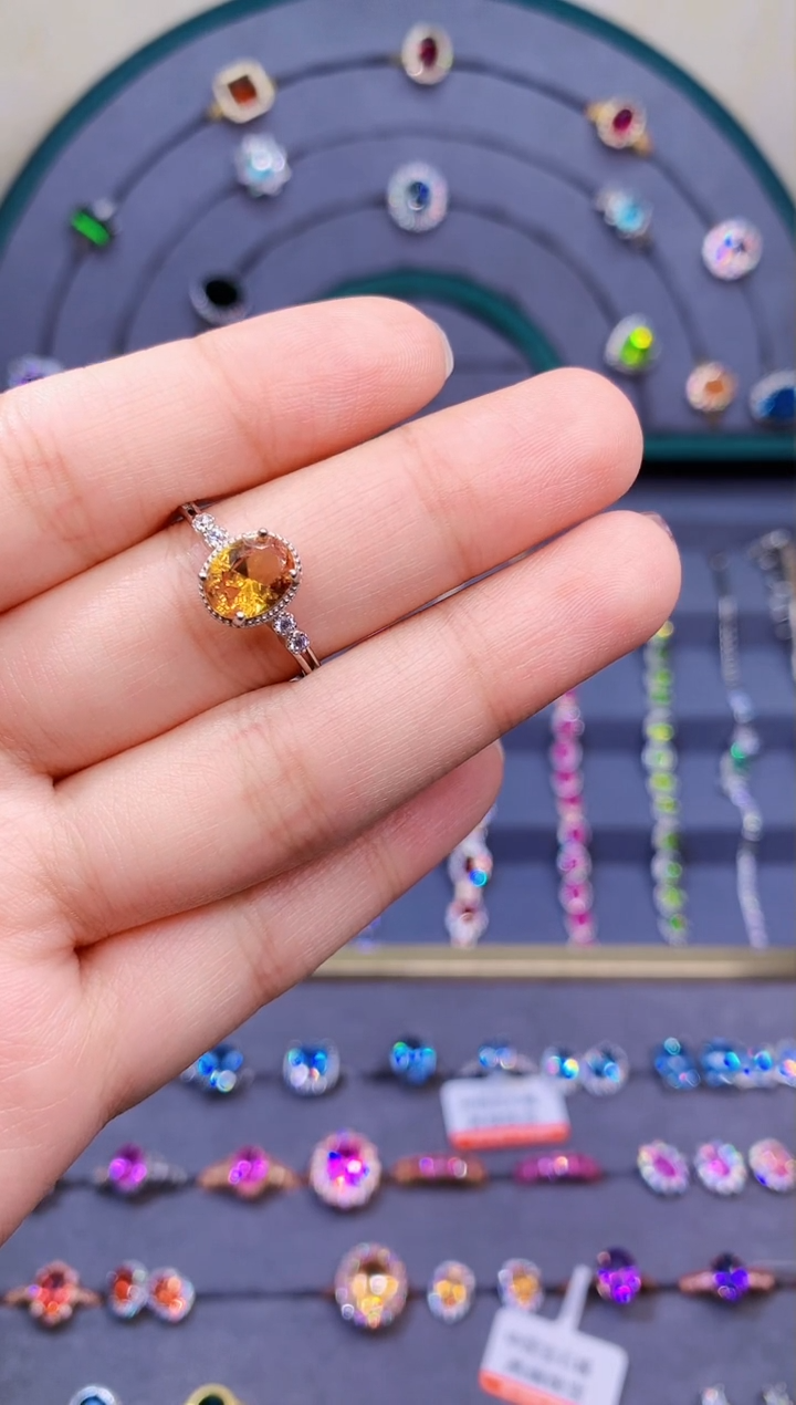 【闪购商品】彩色蓝宝石戒指银S925镶嵌5444555