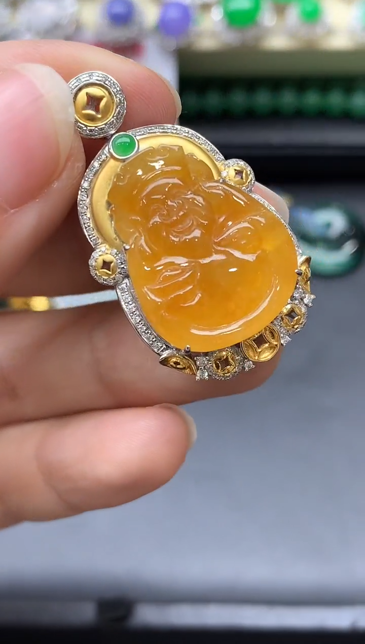 颈饰18K金镶嵌翡翠697-中国好珍宝