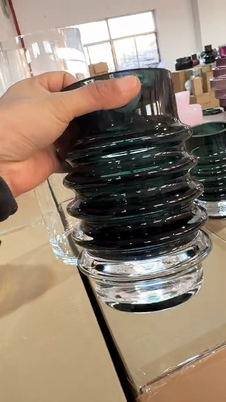 【闪购商品】玻璃灰绿色圈圈小