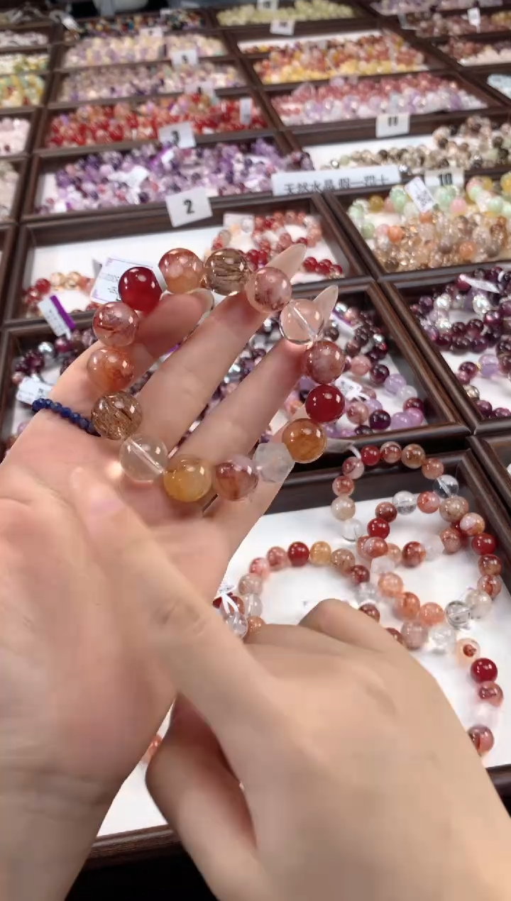 合金手链水晶红胶花超七白水菱形单圈