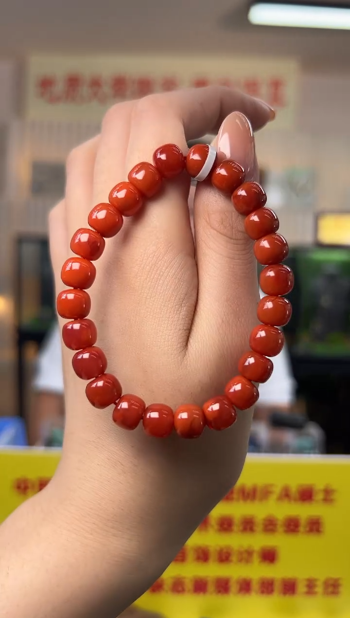 手串未镶嵌南红玛瑙精品南红玛瑙老型珠手串8.5-9mm