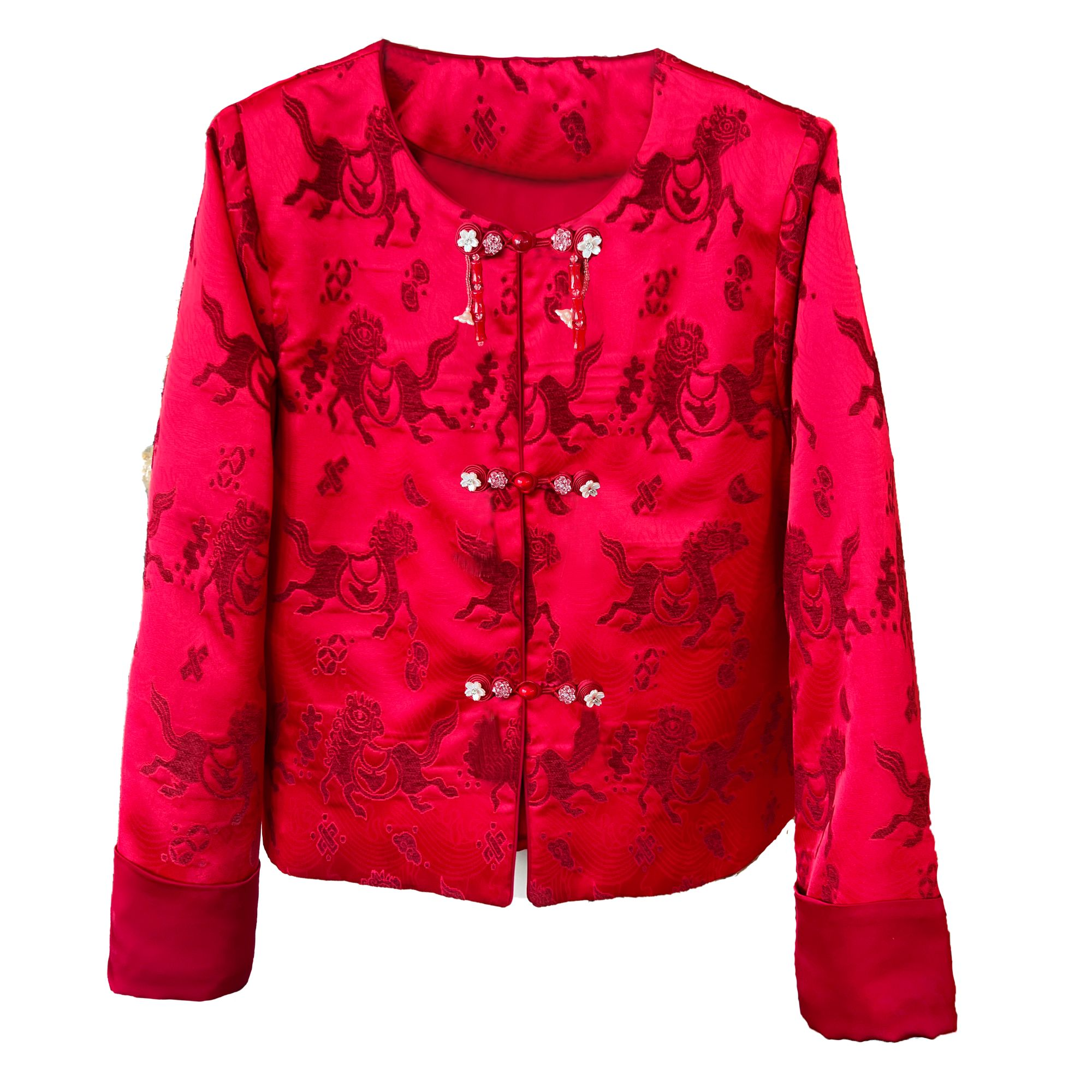 【马上有钱】新中式红加棉国风外套2025冬新高级感时尚休闲气质上衣