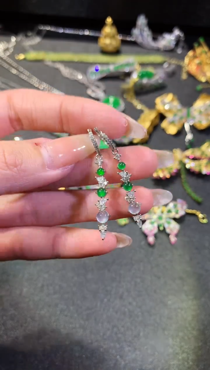 【闪购商品】翡翠耳饰银S925镶嵌209耳饰（多样性发货一件