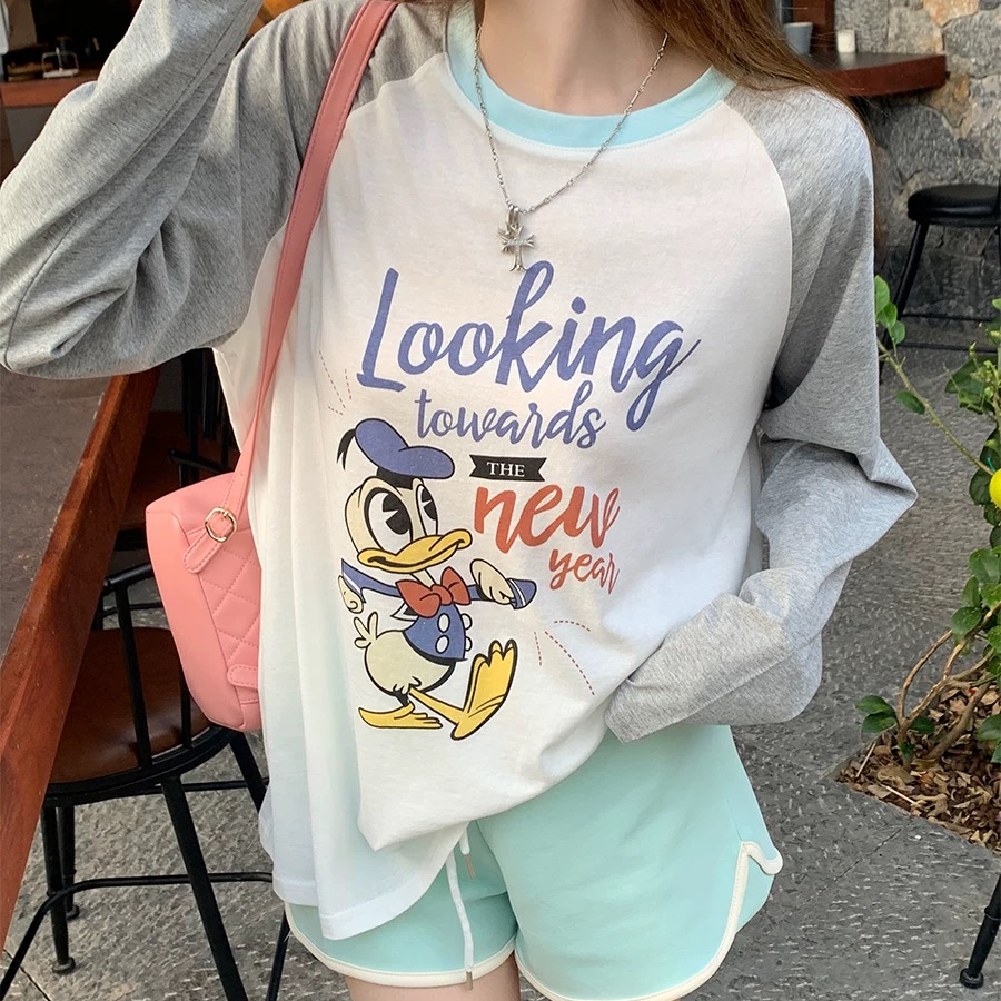 清仓福利【唐老鸭】减龄雪花棉轻薄款插肩袖T恤