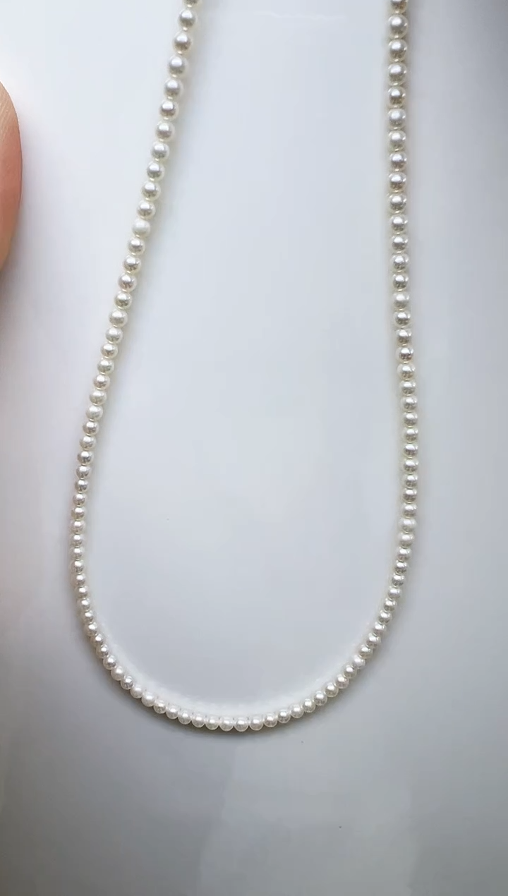 项链未镶嵌淡水珍珠白色正圆小米链3-3.5mm