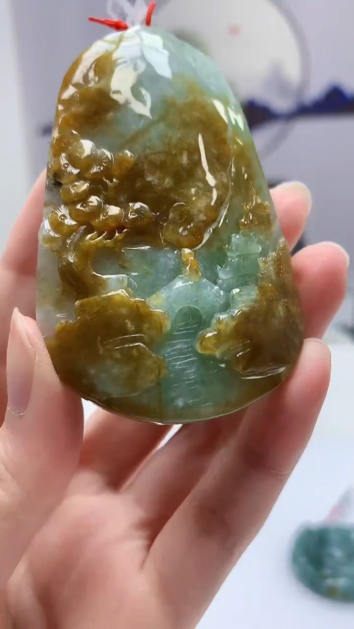 【闪购商品】定制翡翠未镶嵌4812zm-毛货挂件山水59