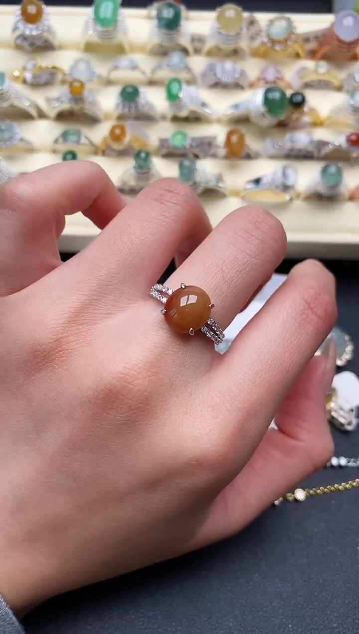 【闪购商品】翡翠戒指银S925镶嵌2222222+3