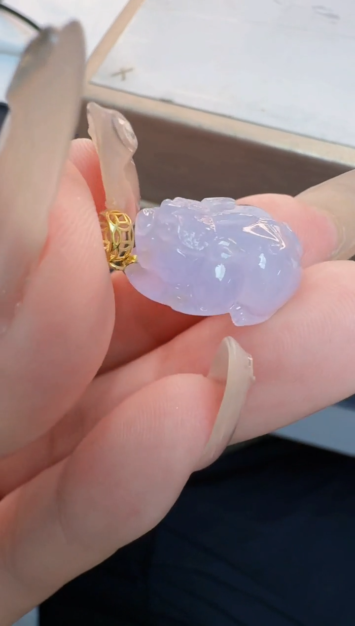 翡翠18K金镶嵌颈饰缅甸天然A货