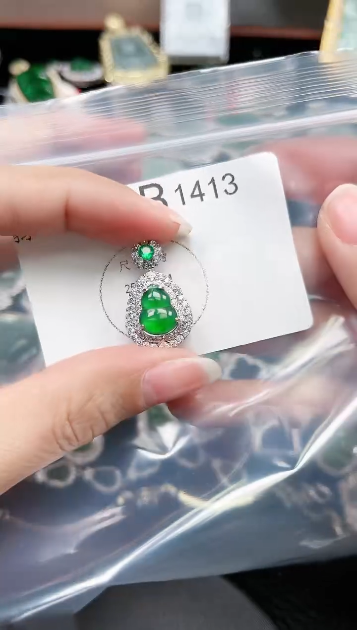 【闪购商品】翡翠颈饰未镶嵌赠皮绳1413