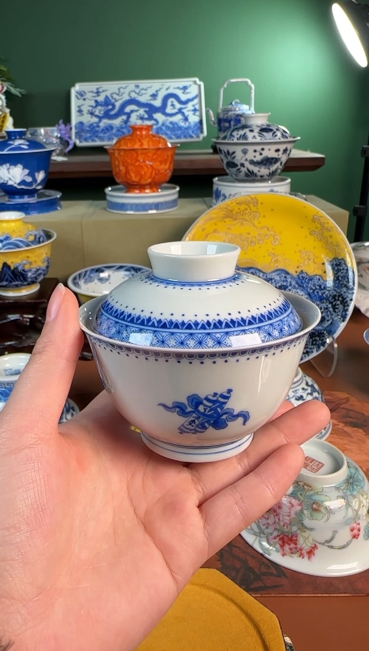 【闪购商品】杯景雨雅玩 八宝盖碗