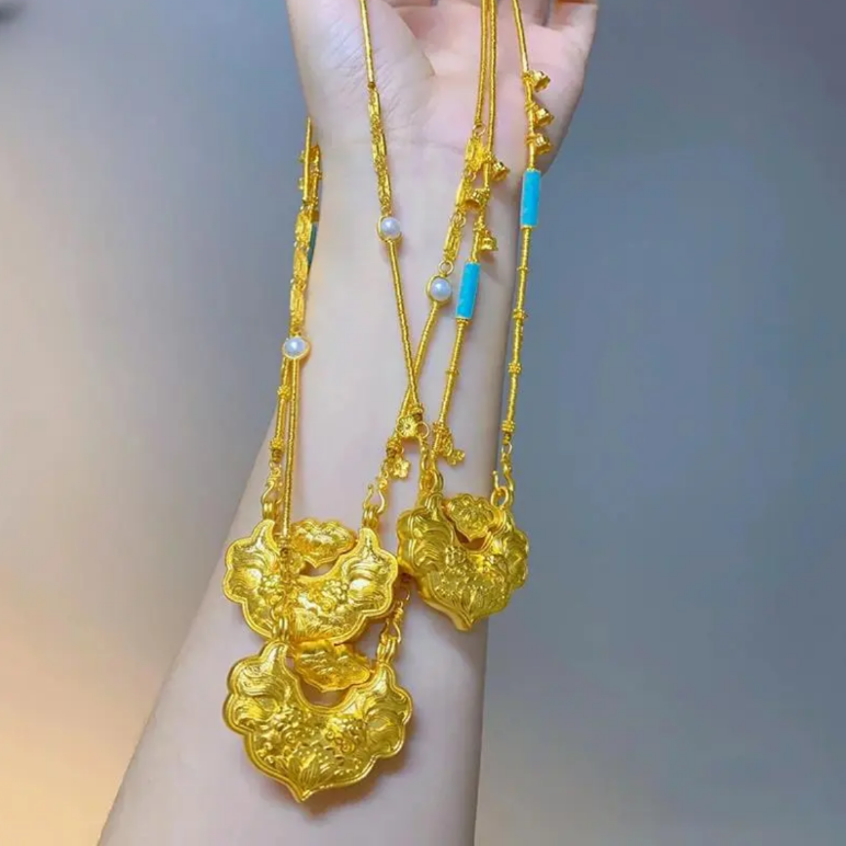 合金项链 合金材质新中式国潮手工百搭气质轻奢时尚锦鲤锁套装