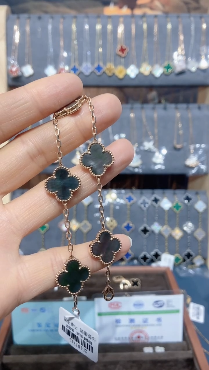 18K金镶嵌贝壳（贝母）手链贝母K玫