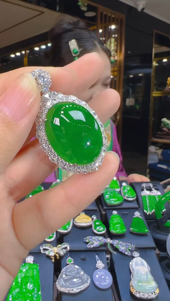 翡翠银S925镶嵌吊坠(赠链)034（多样性发其一）