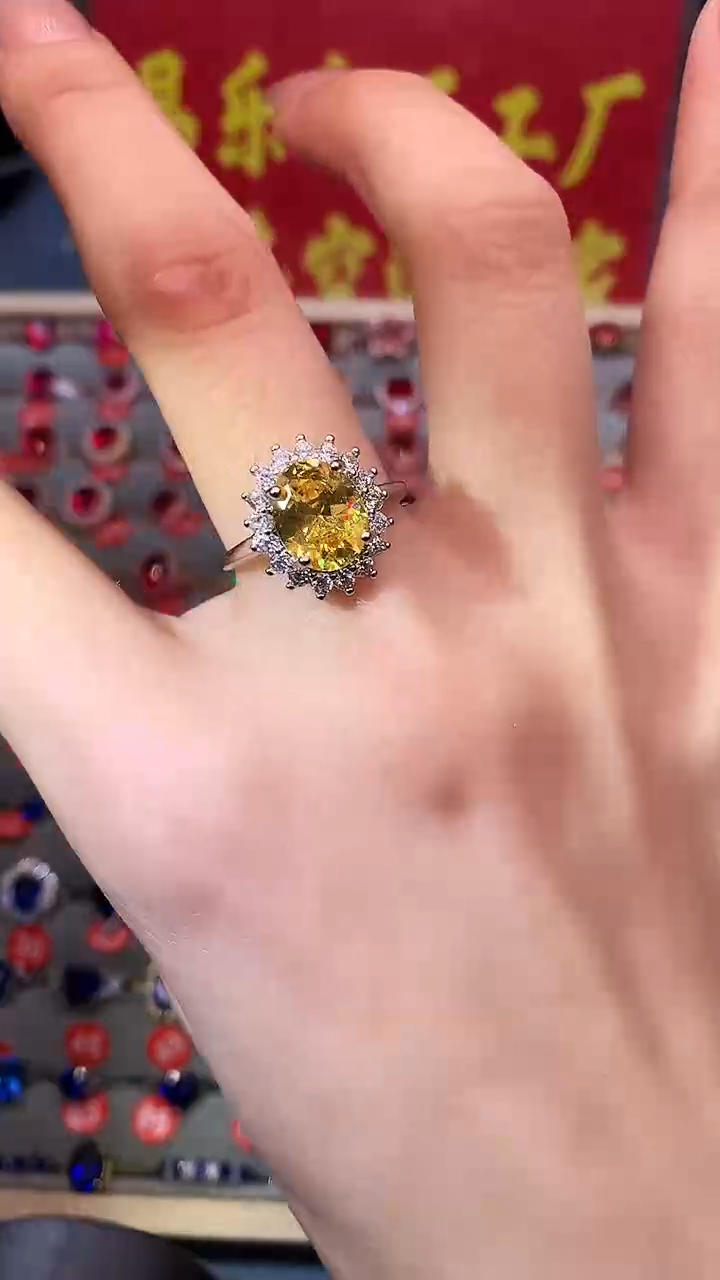 【闪购商品】黄晶戒指银S925镶嵌1111