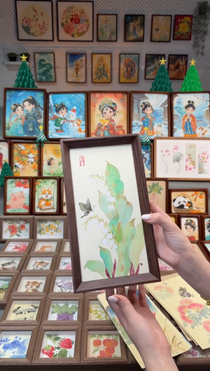 国画铃兰花蝴蝶 手绘国画27