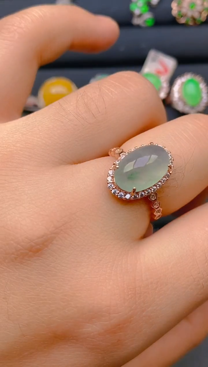 【闪购商品】翡翠戒指银S925镶嵌天然A货翡翠1