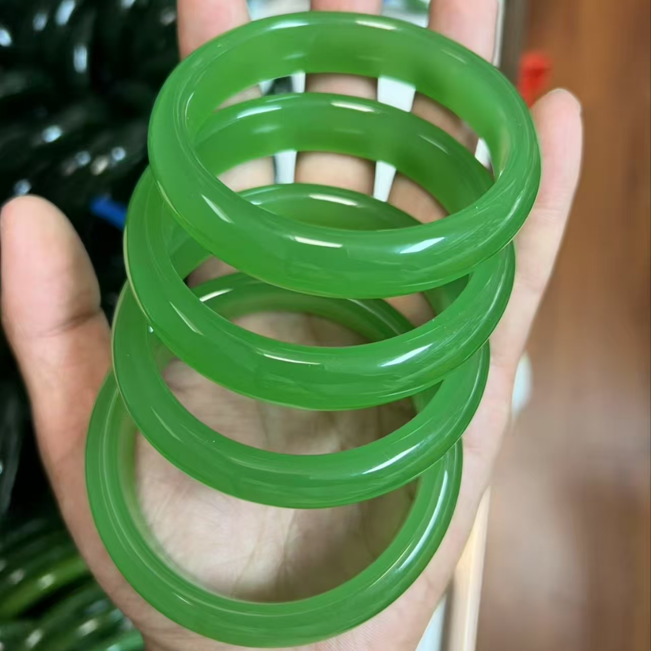 条宽卡13-14/高冰苹果绿/正品碧玉手镯/女款天然玉石手镯玉镯