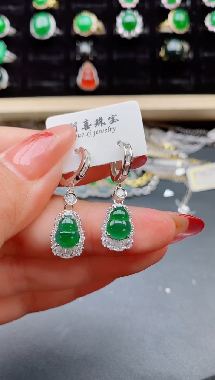 【闪购商品】翡翠耳饰银S925镶嵌1321321