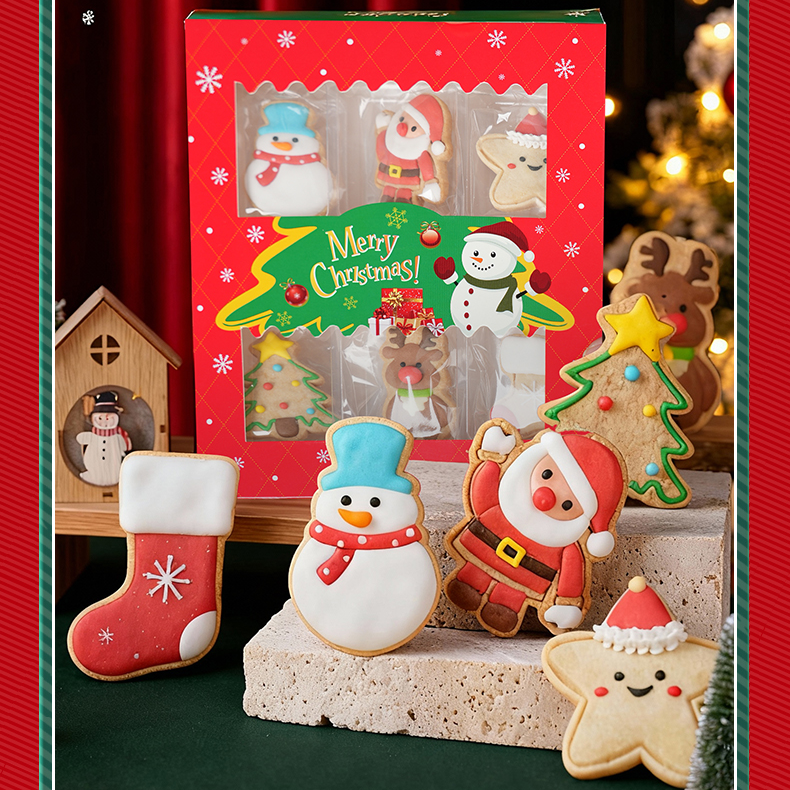 圣诞节饼干礼盒圣诞老人麋鹿雪人霜裱花造型儿童平安夜礼物酥脆